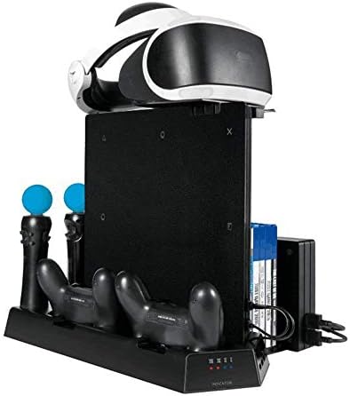 База за полнење За Sony PS4 Слим Pro VR, Држач за Прекинувач за Приклучок за Полнач 3-во-1 Штанд За Playstation 4 Тенок Pro