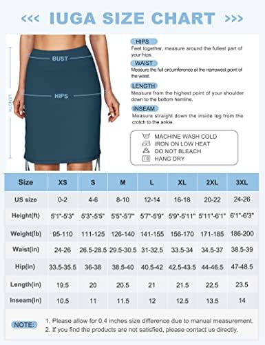 Iugaенски женски 20 “Голф со должина на коленото здолништа Атлетски тенис здолниште за жени обични скромни здолништа со џебови
