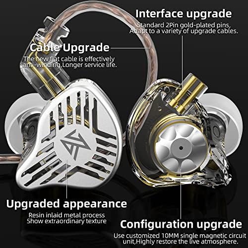 Слушалки за монитор KZ во уво со најновите 10мм динамички возач IEM слушалки, чист звук и длабок бас, жични ушни ушни ушни со отстранлив кабел