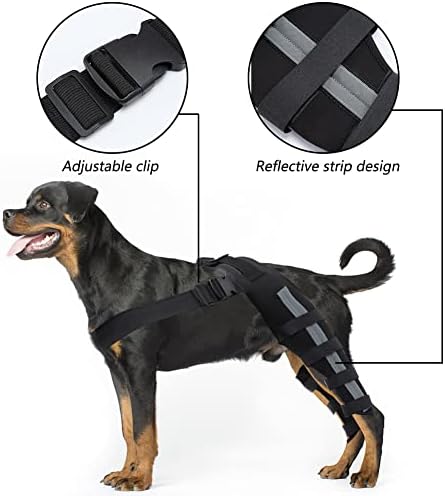 Заграда за колена за кучиња, Рефлектирачки Дизајн Со Прилагодлива Големина Еластична Лента За Рамо Задни Нозе, Лечи И Спречува Повреди