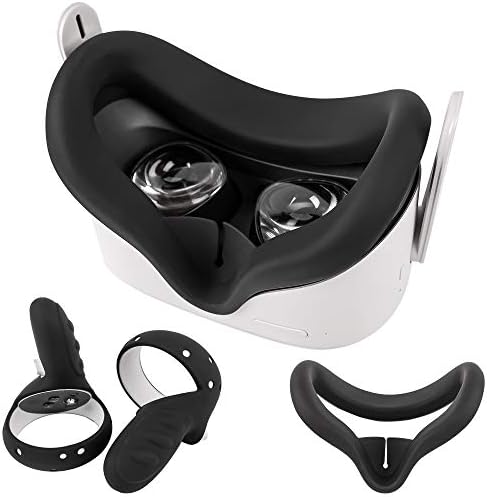 Cybcamo VR силиконски обвивка за лице и контролор на допир за контрола на допир за окулус потрага 2 слушалки што се пеат за лице додатоци