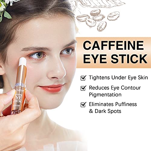 Кофеин крем за нега на очите, 2 пакувања кофеински стап за очи, кофеин крем за очи за темни кругови и подпухналост, видливи резултати за 3-4