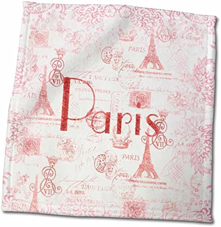 3drose слика на Word Paris на француски розов и црвена позадина крпа, 15 x 22