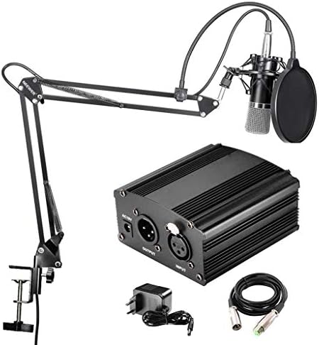 Микрофон Професионални Студио Емитување И Снимање Кондензатор Микрофон Комплет + 48 V Фантом Напојување Црна