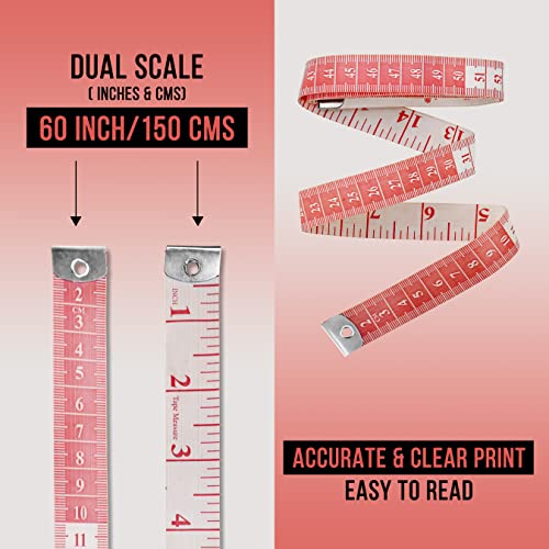 Флексибилна мерка на лента RaajSee од 2 | Точна мерна лента за тело, губење на тежината и медицински мерења, владетел за шиење со двојна