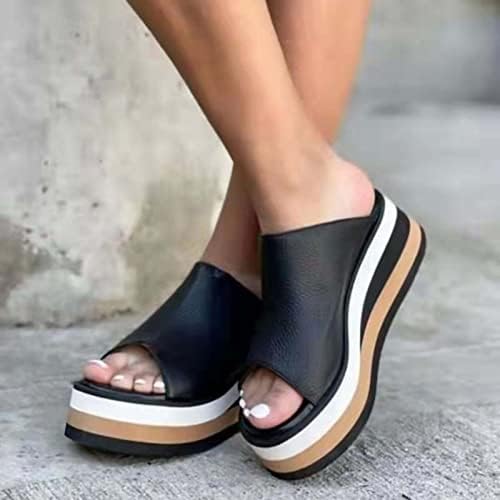Клин-сандали за жени облечени лето, отворено пети-сандали со отворено пети платформа за платформа Сандали за лето удобност, сандалии