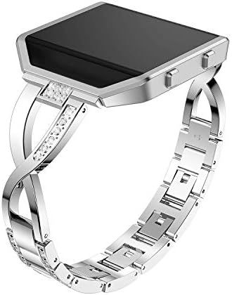 Компатибилен со лентата за часовници Fitbit Blaze со рамка, метални метални метални метали за замена на ленти додатоци за елегантни нараквици