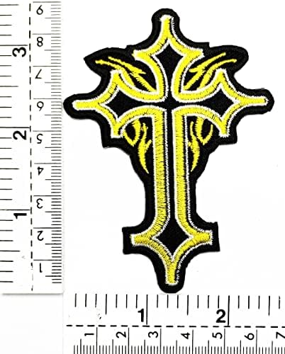 Hho patch жолто христијанско крст железо на закрпи Кристијан Исус вкрстена апликација извезени налепници за маички фармерки ранец Семејст