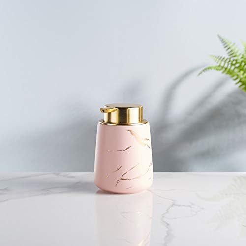 Хуиџи керамички диспензер за сапун, гроздобер празно течно лосион шише со пумпа за кујна за бања, нордиско розово златно мермерско