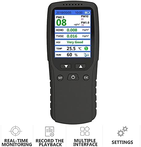 WODMB термометар 9 во 1 Монитор за квалитет на воздухот Анализатор на гас PM2.5 PM1.0 PM10 PM10 HCHO TVOC детектор за детектор
