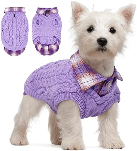 Џемпер од пулвер од кучиња икипуко, џемпер за кучиња со поводник дупка кучиња џемпер со плетење мека плетена мачка џемпер топло