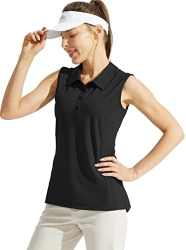 Loolенска женска кошула без ракави, бргу сув тениски резервоар за голф, голф поло маици за жени со јака