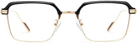 Syxus Полу Раб Сини Светлосни Очила ЗА Мажи Жени TR90 Метална Рамка Ув Блокирање Компјутерски Очила Јасна Леќа Квадратни Очила