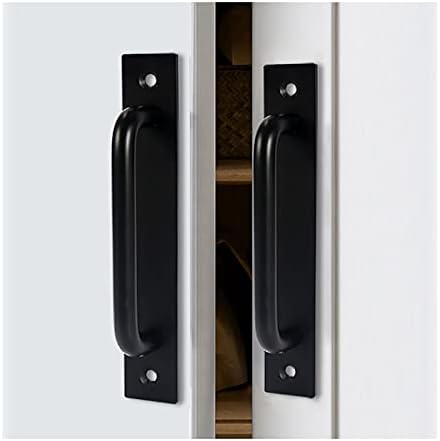 Lpdphanxfkkx 2 парчиња леано железо рачки за влечење со завртки 7 инчи црна цврста врата врата влече рачка за портата кујна мебел кабинет
