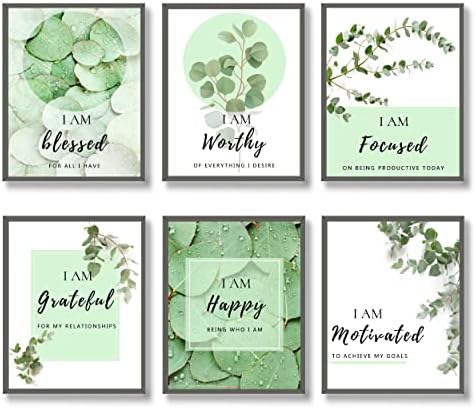 Luodroduo инспиративен wallиден уметнички печатен сет од 6 тропски ботанички лисја wallидни декор мудрец зелени лисја платно поставени слики