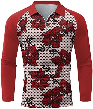 XXBR 2022 Нови поло маици за мажи, поштенски врат со долг ракав, цветни пол -точки крпеници за голф врвови, случајна дизајнерска кошула