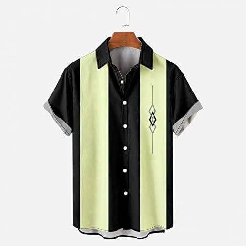 XXBR машки ретро копче надолу во куглање кошули 50 -ти рокобили стил летни врвови во кубански стил камп хавајски кошула со џеб
