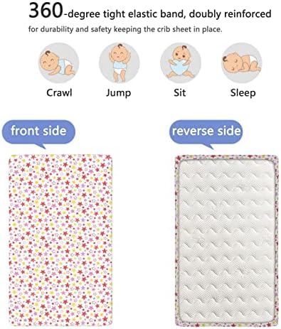 Starsвезди со тематски опремени мини чаршафи, преносни листови за мини-креветчиња со меки мали деца со лежишта, вградени чаршафи за креветчиња