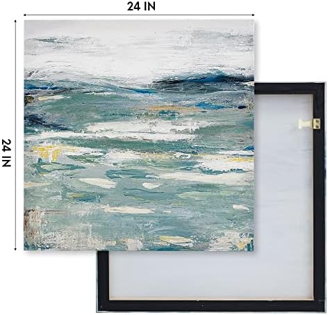 Artbyhannah 24x24 инчи квадратни апстрактни слики wallидна уметност за спална соба, со импресионизам пејзаж уметнички дела и текстурирани