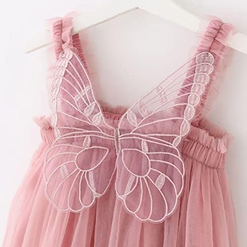 Дете за бебиња девојки принцеза пеперутка крилја самовила фустан без ракави, венчаница за венчавки, роденденски фустан, туту сандерс
