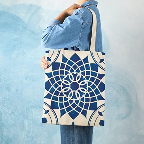 Платно торба торба геометриска сина цвет 4 рамо торба за еднократно намирници торбички за купување торбички за ручек