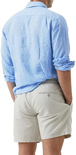 Jmierr Машка памучна постелнина лежерна стилска копче надолу кошули со долги ракави кошули