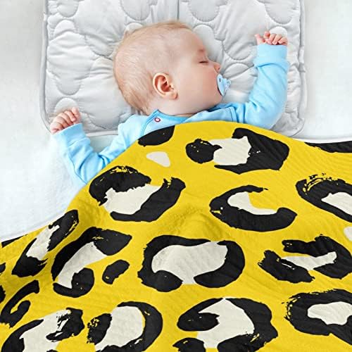 Yellowолти леопард печати бебешки ќебиња за момчиња Супер меко топло дете ќебиња за девојки лесен креветче ќебе фрли ќебе за