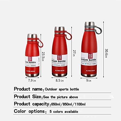 Зидинк од не'рѓосувачки челик Термос шише 22 мл двојни вакуумски изолациони шишиња со преносна рачка светло црвена.