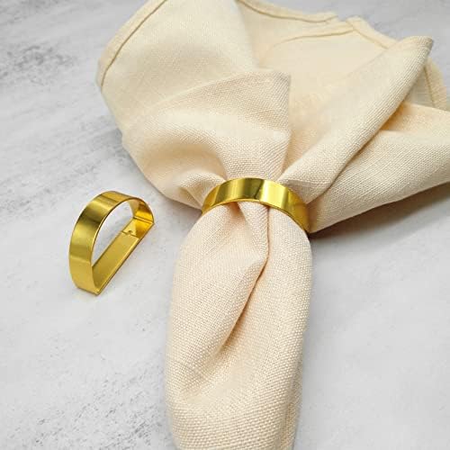 Myfigpie златни салфетки прстени, сет од 6 метални полукруг Сервиетски салфетки прстени на прстени за собирање на семејства, вечера, забава за