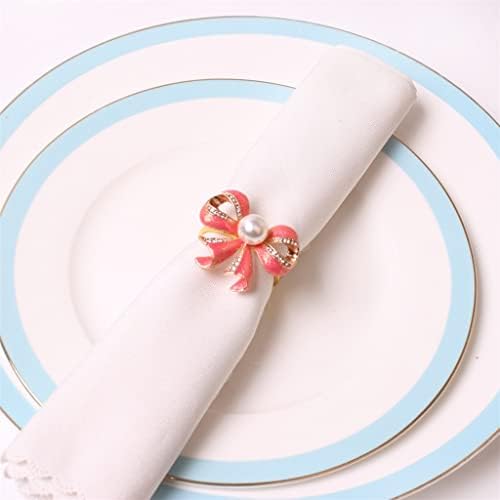 XJJZS 12 парчиња/розови лак за салфетка прстен бисер метална салфетка тока погодна за декорација на маса за забави за венчавки