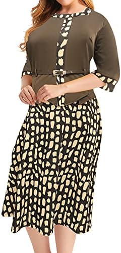 Womenените 2023 Лејди Елегантен плетен чипка Кејп фустан плус големина печатење на тесен фустан за жени со краток ракав