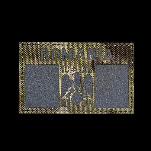 Рефлексивна лепенка на знамето на Романија, IR инфрацрвени романски национални знамиња DIY амблем морал тактички воен амблем значки Декоративни