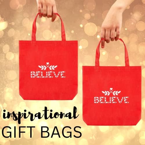Needzo Божиќ верувајте во торба за тота, црвени религиозни христијански кеси, пакувања за намирници и празнични подароци, 3 пакувања, 11