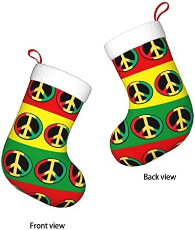 Божиќни чорапи за божиќни чорапи Раста Мир знак двострано камин што виси чорапи