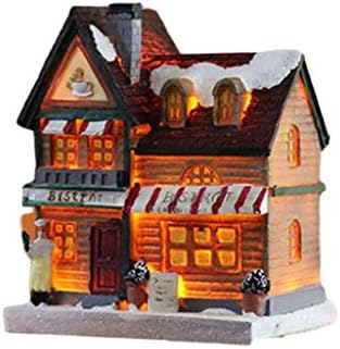 UXZDX CUJUX Божиќни украси Светилник за Божиќни сцени селски куќи град со топол бел сон европски стил снежна куќа Деца подарок