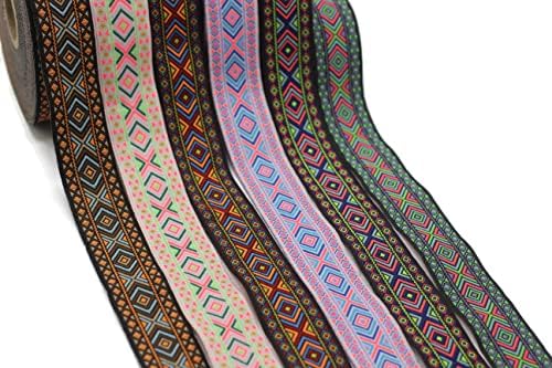 11 дворно количество 1,37 инчи широко сина и портокалова африканска мотив лента Гроздобер quакард африкански шема лента за шиење на лента