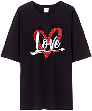 Денот На вљубените Кошули За Жени Љубов Срце Печатени Краток Ракав Симпатична Блузи Летни Двојки Појавување Маици Блуза
