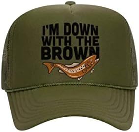 Смешна капа за риболов со мува/јас сум долу со капачето за кафеава боја/прилагодлива капа/рибарски камион
