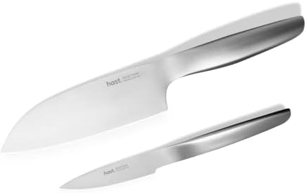 HAST 2-парчен сет за ножеви Сантоку, професионален јапонски нож сет, ултра-остри, јаглероден челик, минималистички елегантен дизајн,