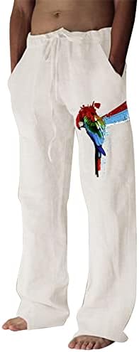 Машки Лен Обични Панталони Еднобојни Еластични Половини Основни Џогер Панталони Со Џебови Среден Струк Плус Големина Тренинг Панталони