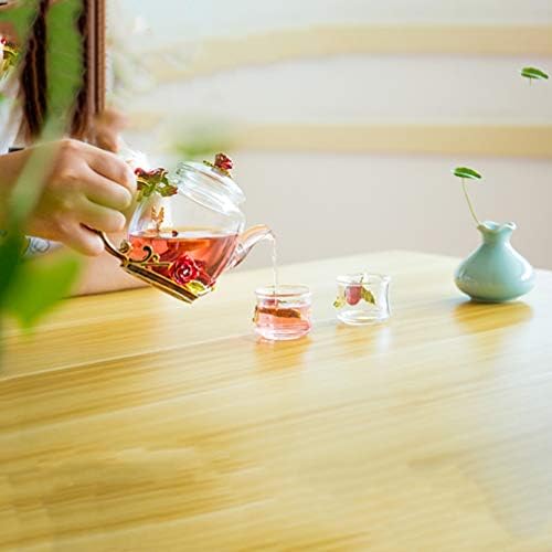 Хемотон стаклен чајник од роза од роза чај сад стакло отпорен на стаклен чај чај за цветање чај, лабав чај од лисја