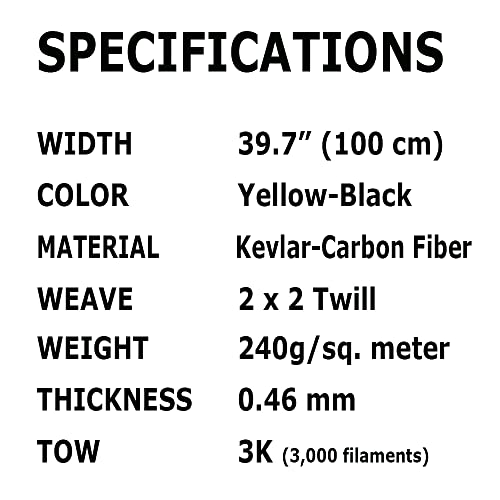 Karbxon - ширина 1 метар - јаглеродна влакна Арамидска ткаенина - жолта - 3K - 240g/метар - Твил ткаенина - Напредна ткаенина од ткаенини со