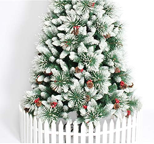 6ft Снег/собрана вештачка новогодишна елка, неограничена премиум еко-пријателска миленица Божиќно дрво со црвени бор конуси и игла, совршен