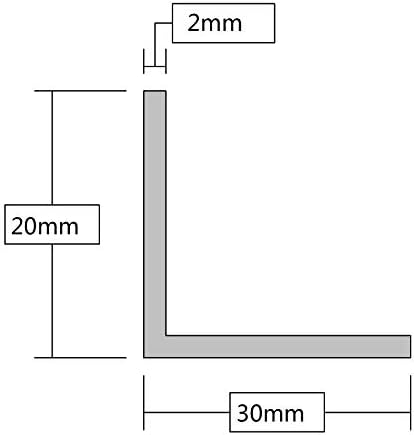 Профил на алуминиумски агол во форма на л 15х30/20х20/20х30мм должина 500мм дебелина 2мм 2х20х30мм