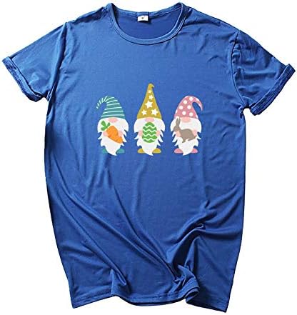Womenенски Велигденски кошули врвови кошула мода обичен печатен печатен маица со кратки ракави Топ обична мека лабава блуза и кошули