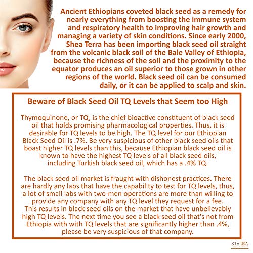 Shea Terra Ethiopian Black Seed Lature-притискано екстра девственото масло | Сите природни и масло за зајакнување на имунолошкиот систем, подобрување на растот на косата и тонот на ?