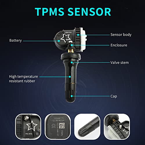 Masoll TPMS сензор за притисок на гумите компатибилен за Chevy Buick Cadillac GMC Pontiac Saturn, 315MHz замена на сензорот за гуми 13598771,