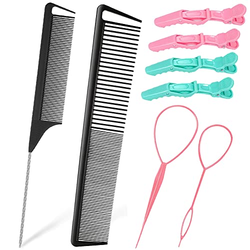 8 парчиња алатки за опашка за коса Поставете чешла за сечење на стаорци со широки и фини заби алигатор стилизинг пресеци за коса