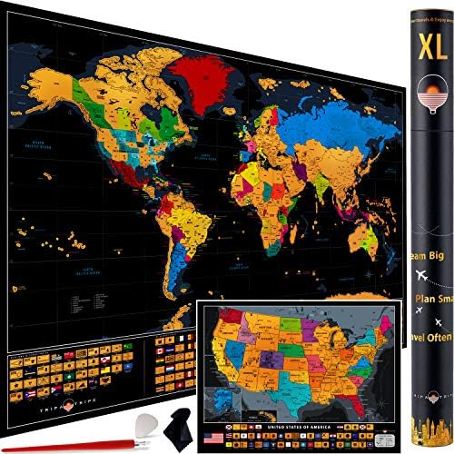Xl гребење од светската мапа со 233 знамиња - 36 x 24 гребење на мапата на светот + гребење од мапата во САД - Лесно да се обликува светскиот