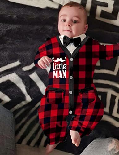 Квинстајл новороденче момче ромпер со долги ракави Мали мажи господин боди -облека облека за новороденче, момче есен облеки 2 парчиња сет